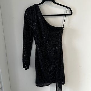 RUBY SEES SEQUIN ONE SHOULDER SHORT DRESS
